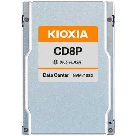 SSD Data Center Read Intensive KIOXIA CD8P-R 7.68TB PCIe Gen5 Single-port (128GT/s) NVMe 2.0, BiCS Flash TLC, 2.5" 15mm U.2, Read/Write: 12000/5500 MBps, IOPS 2000K/200K, DWPD 1