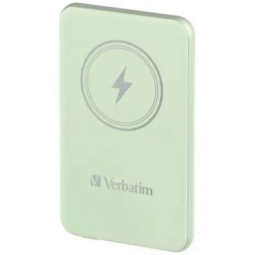 Verbatim indukcyjny `n` Go внешний аккумулятор (powerbank) | 5000 mAh | 15W | Беспроводной, MagSafe | зеленый