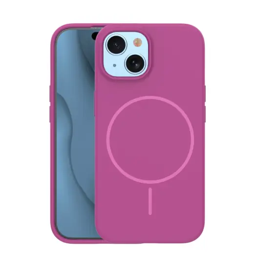 Silicone Thin Mag case for iPhone 15 6,1" fuschia