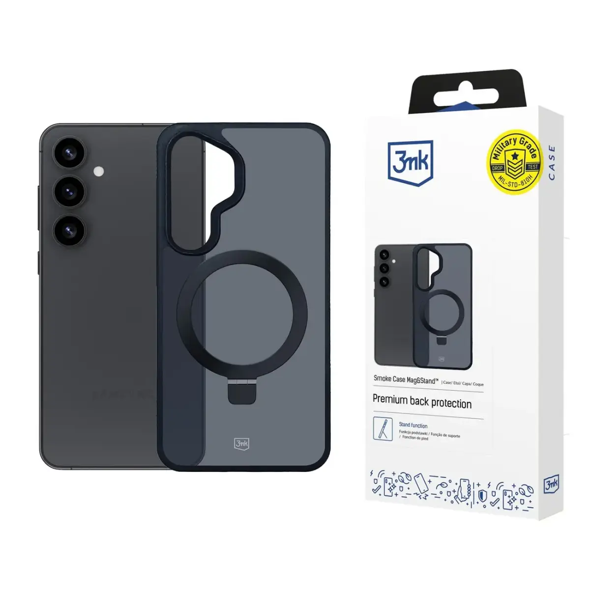 3mk Smoke Case Mag&Stand for Samsung Galaxy S25 - black