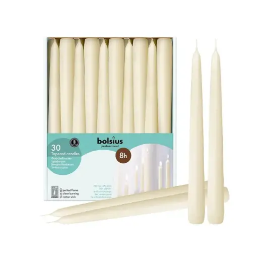Galda sveces Professional 30gab kastē 250/24mm bēšas 