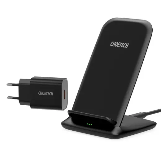 Choetech 15W bracket wireless fast charging 15W, black + Q5003 European standard black + AB cable 1.2m black