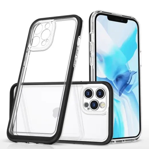 Hybrid Armor Clear 3-in-1 phone case for iPhone 12 Pro Max transparent black