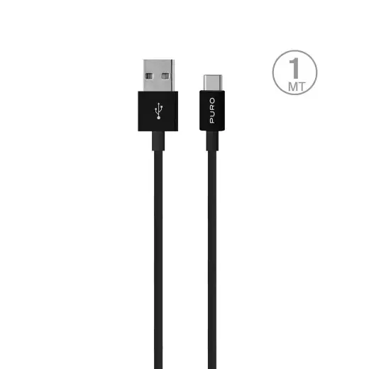 Puro White провод для передачи данных и зарядки | USB-A на USB-C | 10W | 1м | черный