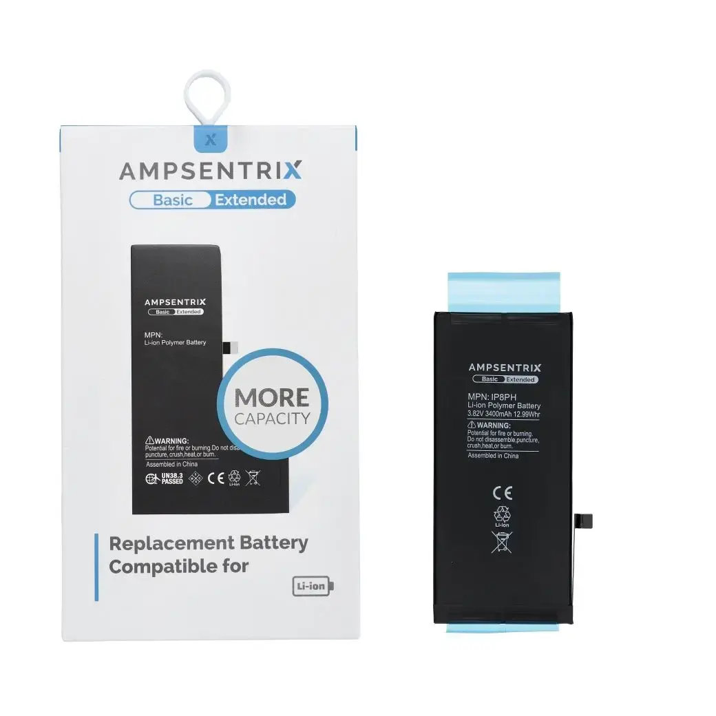 AmpSentrix Basic battery for iPhone 8 Plus (high capacity 3400 mAh)