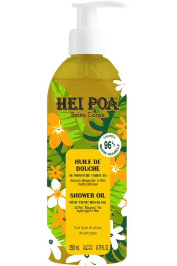Hei Poa, Monoi De Tahiti, Softening, Shower Oil, For All Skin Types, 250 ml