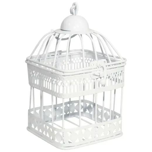 Decorative birdcage 11x11x19cm, antique white
