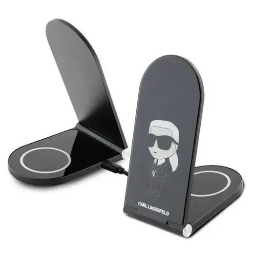 Karl Lagerfeld Ikonik 2-in-1 bezvadu lādētājs | Qi | Saderīgs ar MagSafe | 15W | melns