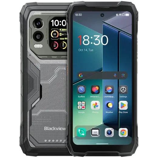 Blackview XPLORE 1 PRO Rugged Phone 5G 6.78 inch FHD 2.4k 2460x1080 120Hz + 2.01 inch 296x240 12/256Gb MT 7050 Octa-Core 2.4GHz 50MP Front 64+20MP Rear Cam Termal Imaging+Night Vision NFC 20000mAh MIL-STD-810H Android 15 Black