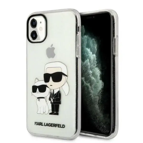 Karl Lagerfeld IML Glitter Karl and Choupette NFT maciņš iPhone 11 caurspīdīgs