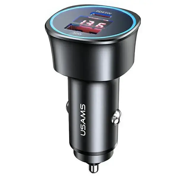 USAMS C26 CC146TC01 automašīnas lādētājs | 95W | USB-A, USB-C | melns
