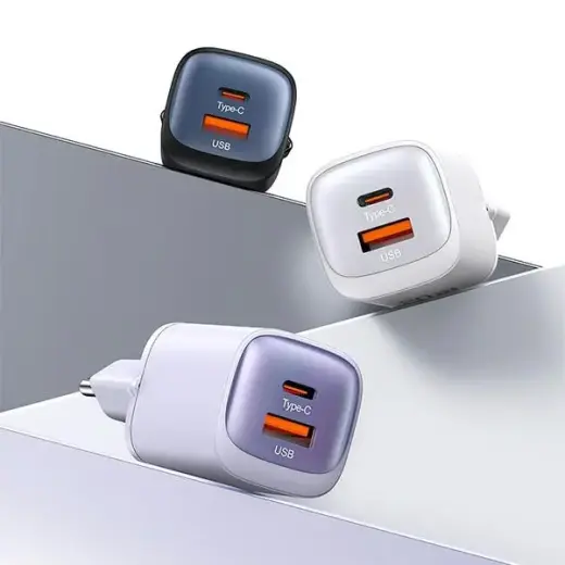 USAMS CC254 зарядное устройство | 30W | GaN | USB-C, USB-A | purple