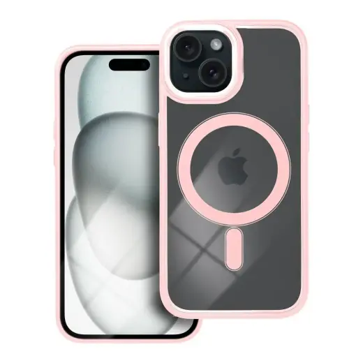 Color Edge Mag telefono dėklas su MagSafe palaikymu iPhone 15 rožinis