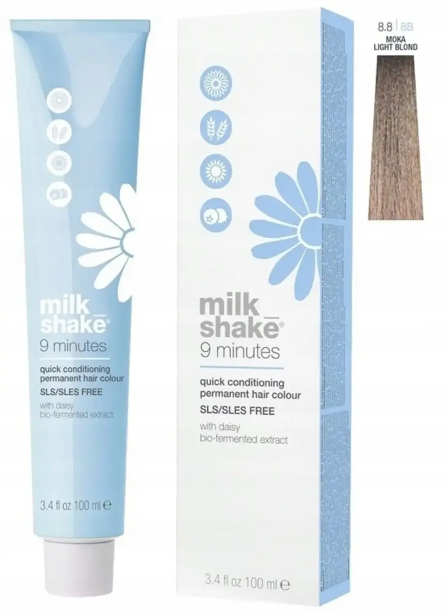 Milk Shake, 9 Minutes, amino acid complex, Permanent Hair Dye, 8.8 Moka Light Blond, 100 ml
