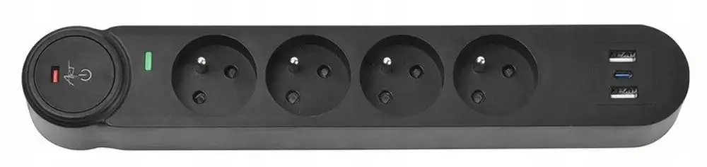 Extension cord 4 sockets + 2 x USB A + USB C Art FU810 1,5 m black