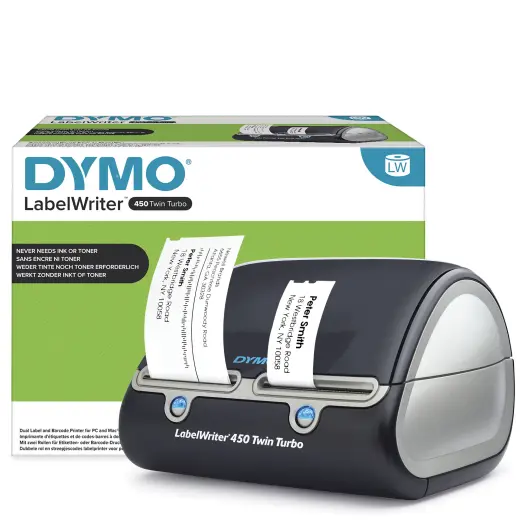 DYMO LabelWriter 450 Twin Turbo Label Maker | Direct Thermal Label Printer | Fast 71 Label-per-Minute Printing of LabelsBarcodes & More | Computer Connection | For Home & Office