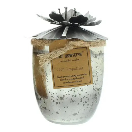 Bali Mantra, Hibiscus Glass Silver Peach Grapefruit, Scented Candle, 500 g