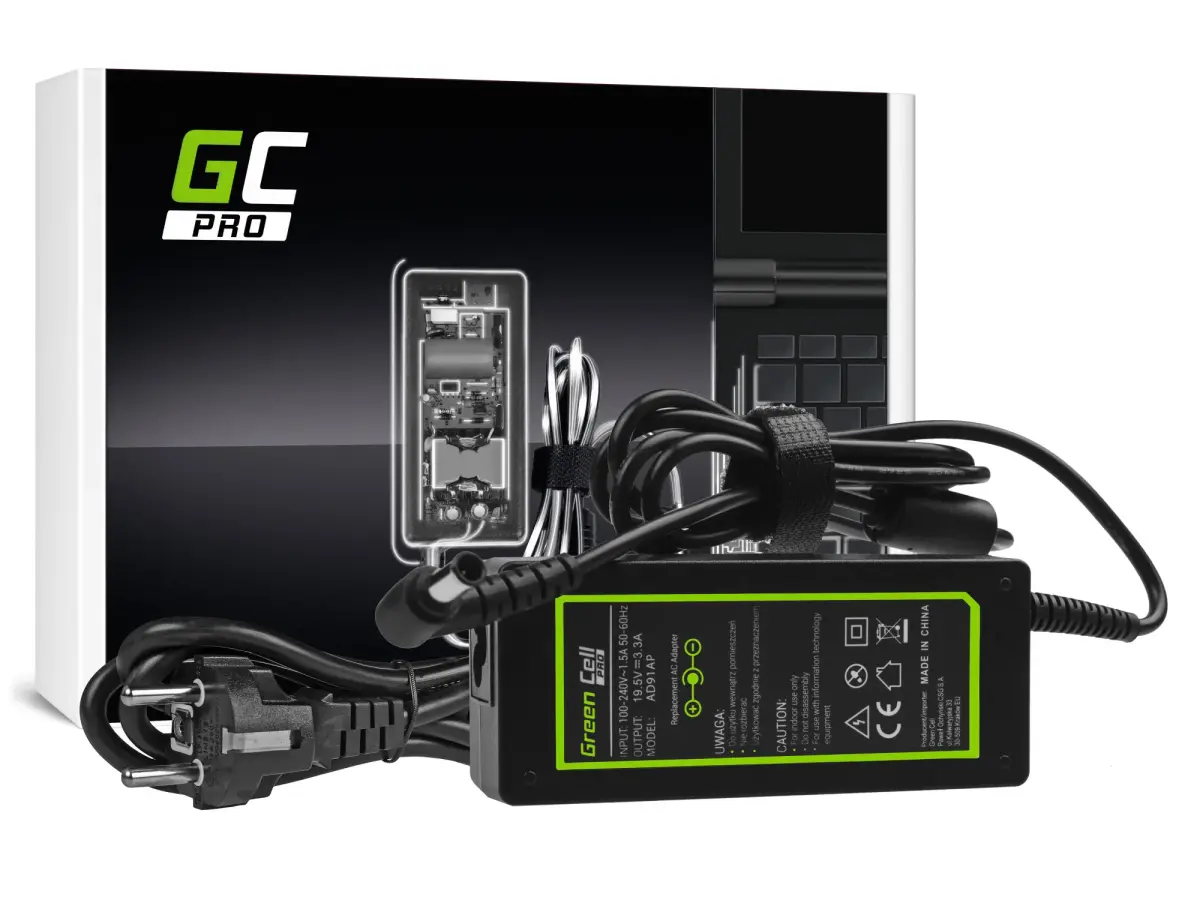 Green Cell PRO Charger | AC Adapter 19.5V 3.34A 65W for Sony Vaio SVF14 SVF15 SVF152A29M SVF1521C6EW SVF15AA1QM