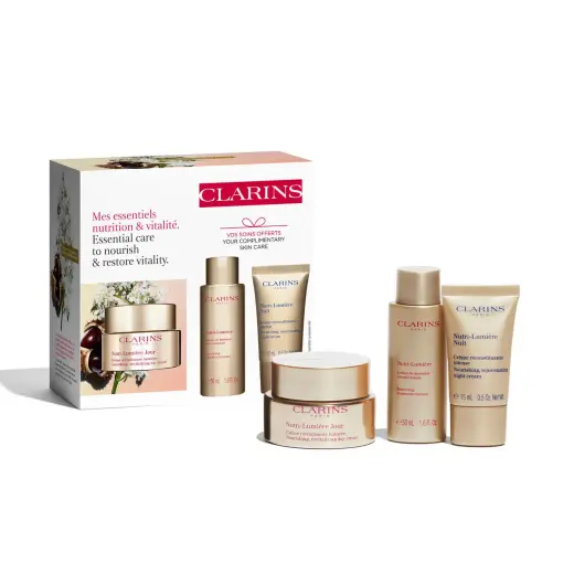 Clarins Nutri-Lumière Gift Set 50ml Day Cream + 50ml Renewing Treatment Essence + 15ml Night Cream