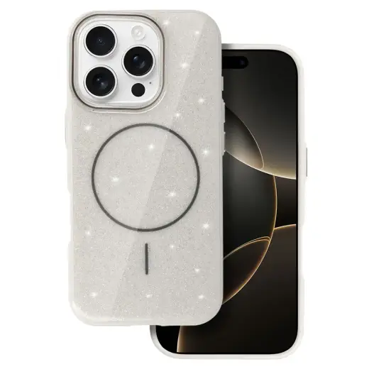 Slim Shiny telefono dėklas su MagSafe palaikymu iPhone 16 sidabrinis
