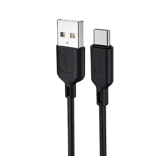 T-PHOX datu pārraides un uzlādes vads | USB-A uz USB-C | 12W | 1.2m | melns