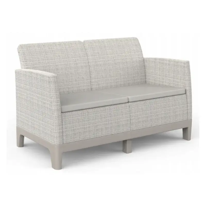Dārza dīvāns divvietīgs Scandi Form 2 Seater Sofa oļu pelēks/gaiši bēšs