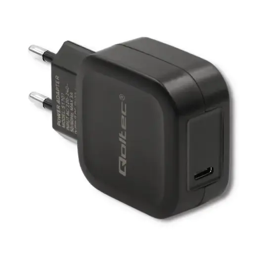 Qoltec Charger kelioninis įkroviklis | 20W | PD | USB-C | juodas
