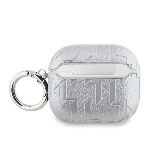 Karl Lagerfeld PU Embossed Karl Head Case for AirPods 3 Silver