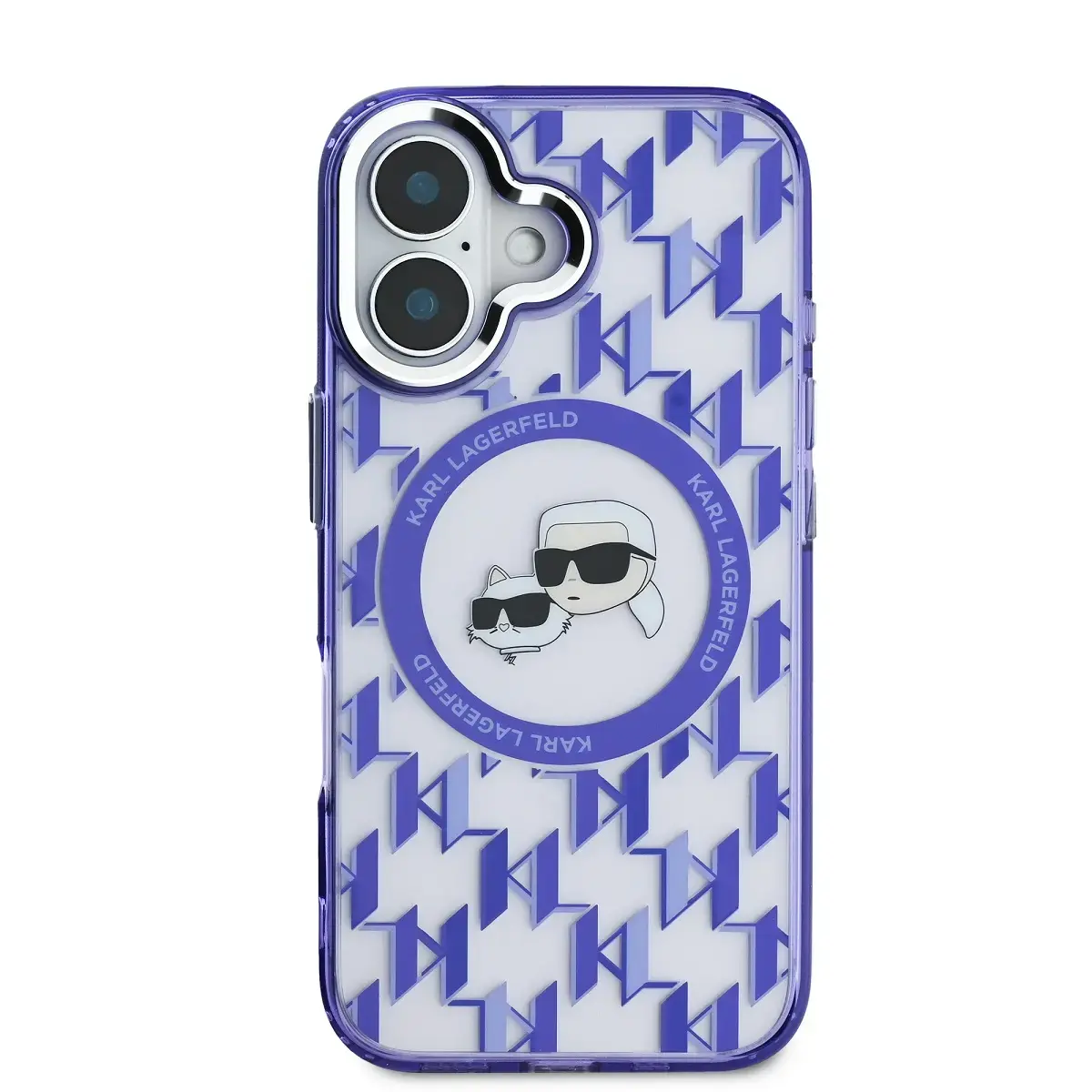 Karl Lagerfeld IML Monogram K&CH Heads MagSafe Case for iPhone 16 Purple