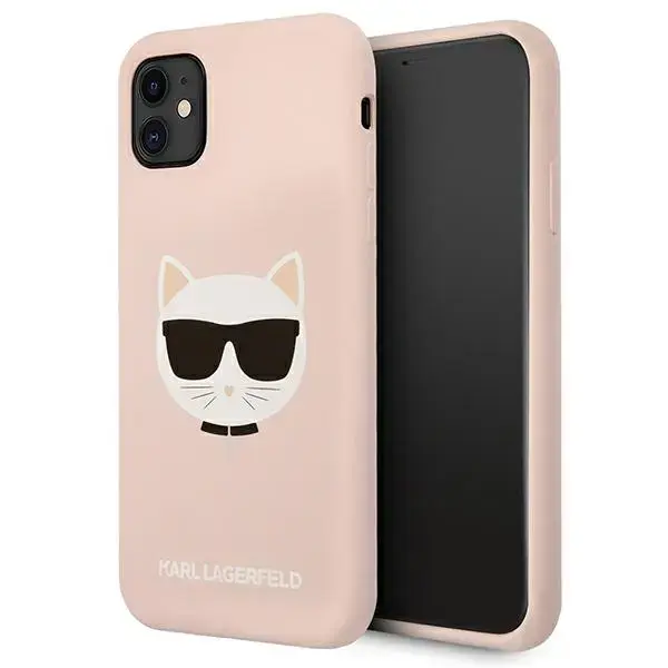 KLHCN61SLCHLP Karl Lagerfeld Choupette Head Silicone Case for iPhone 11 Pink