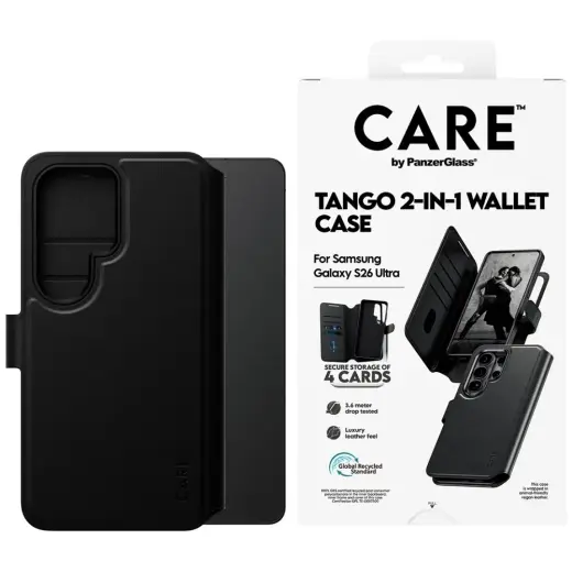 CARE by PanzerGlass Tango 2-in-1 raamatutüüpi telefoni ümbris Samsung Galaxy S26 Ultra (S948) must