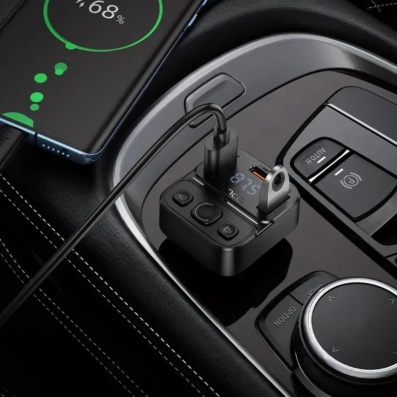Car transmitter bluetooth Hoco USB A + USB C QC PD 35W E87 black