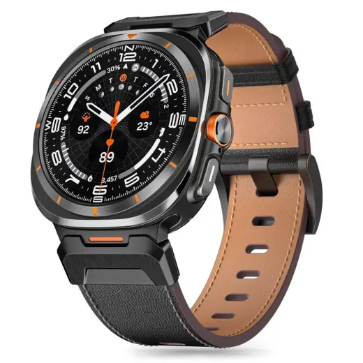 Tech-Protect Delta Pro išmaniojo laikrodžio dirželis Samsung Galaxy Watch Ultra (47 mm) | odinis | juodas