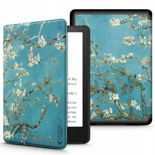 Tech-Protect SmartCase case for Kindle Paperwhite V | 5 | Signature Edition - blue with sakura flowers