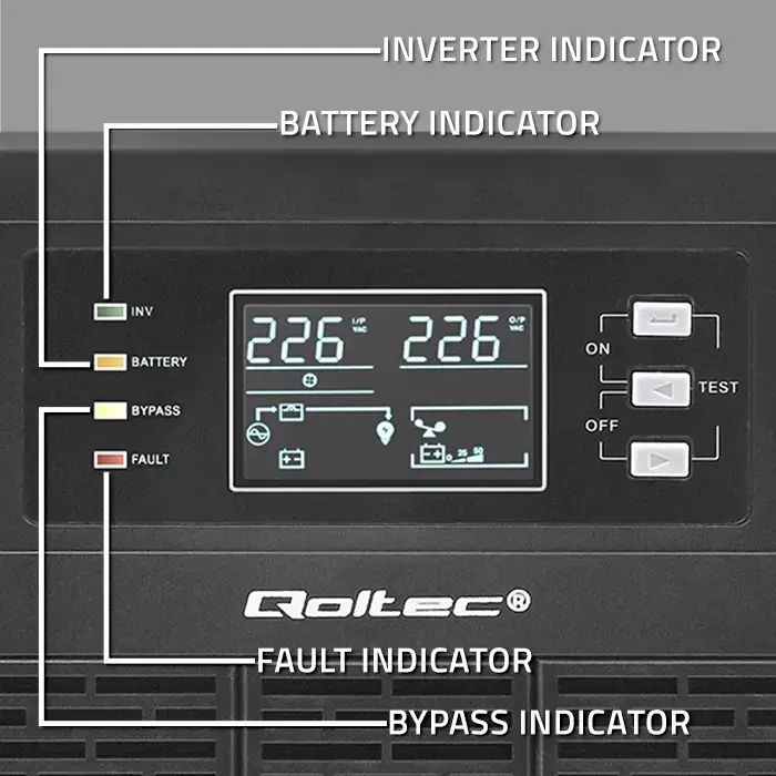 Qoltec Uninterruptible Power Supply UPS | 6kVA | 6000W | Power factor 1.0 | LCD | EPO | USB | On-line