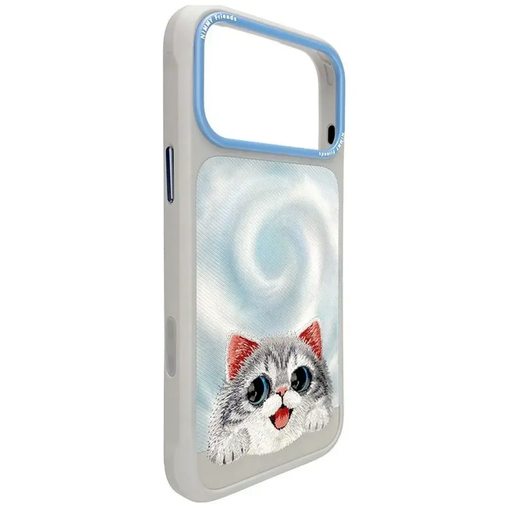 Nimmy case BIG EYED LYING SILVER SHADED CAT compatible with MagSafe for IPHONE 18 Pro Max/17 Pro Max grey