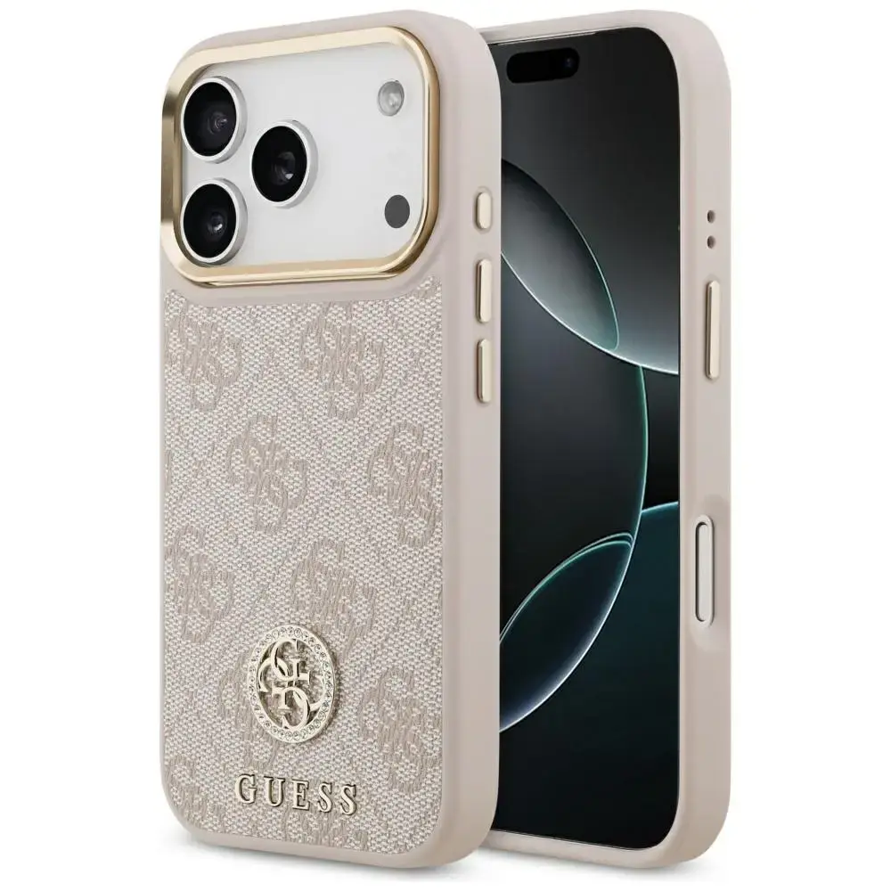 Case Guess 4G Strass Logo MagSafe for iPhone 17 Pro pink