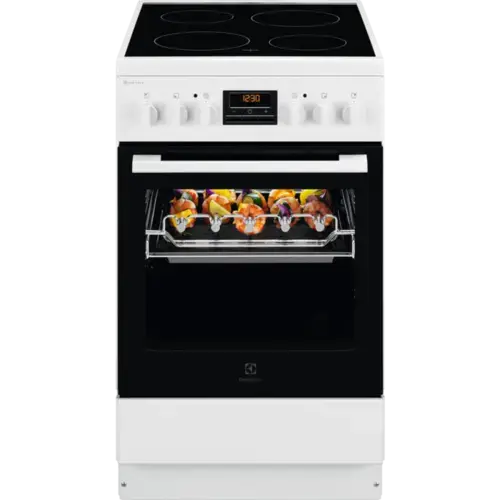 Electrolux 500.sērijas elektriskā plīts ar elektrisko cepeškrāsni, balta, 50cm