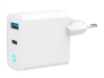Gembird USB Type-C + USB Type-A tīkla lādētājs | 45W | LED balts