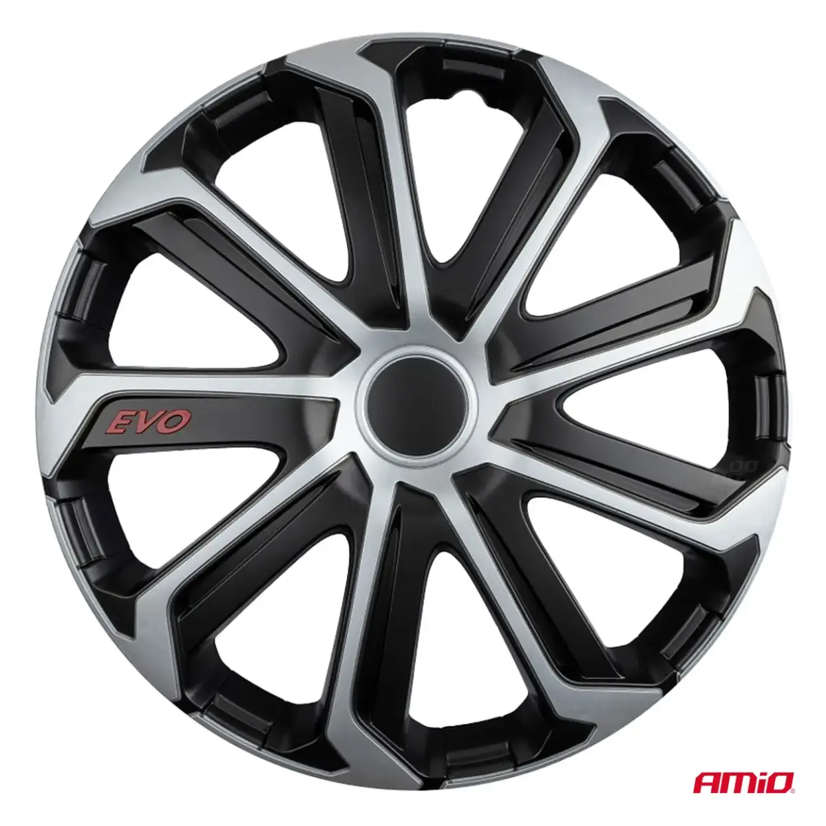 Car hubcaps 4pcs set EVO black & silver 15" COLOR BOX