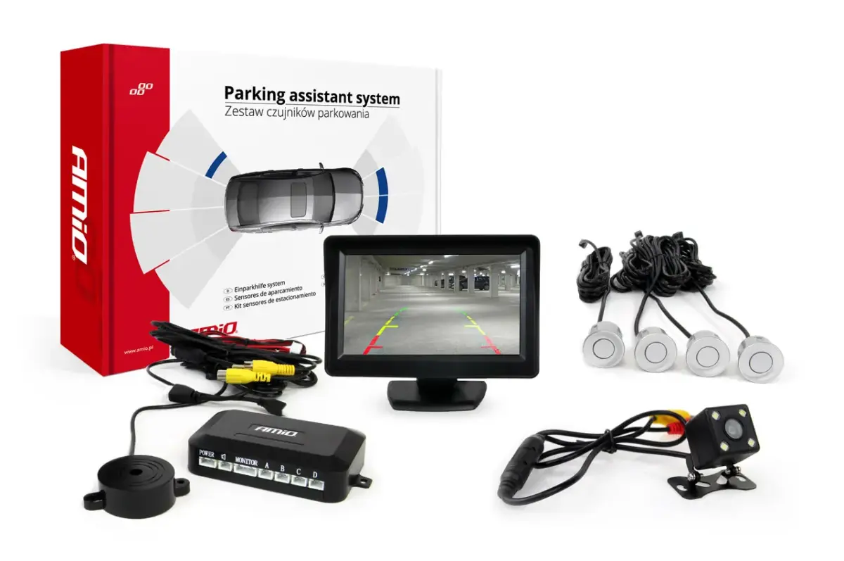 Parking assistant system TFT01 4,3" with HD 315 LED 4 sensors silver