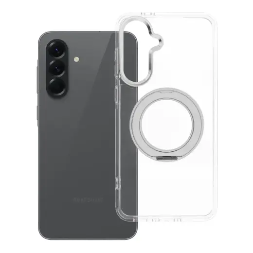 Frame Circle Stand maciņš ar statīvu un MagSafe atbalstu telefonam Samsung Galaxy A56 (A566) caurspīdīgs