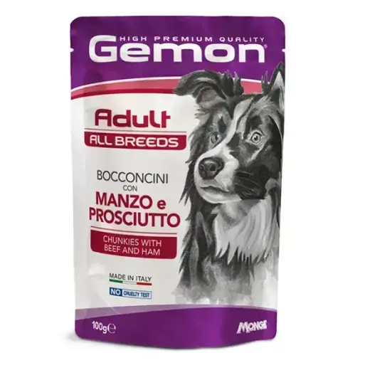 Gemon Dog All Breeds Adult Chunkies with Beef and Ham 100 g