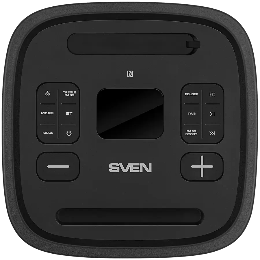 Speaker Party Box SVEN PS-1250, black (300W, TWS, IPx4, Bluetooth, FM, USB, microSD, LED-display, 13500mAh)