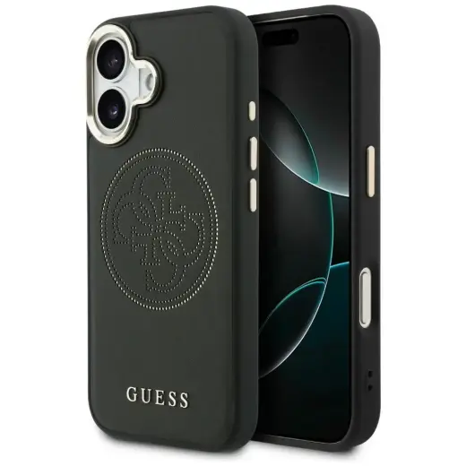 Guess Perforated 4G maciņš ar MagSafe atbalstu telefonam iPhone 17 melns