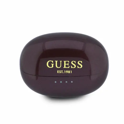 Guess Metallic Finish Classic Logo OWS Wireless Earphones Burgundy