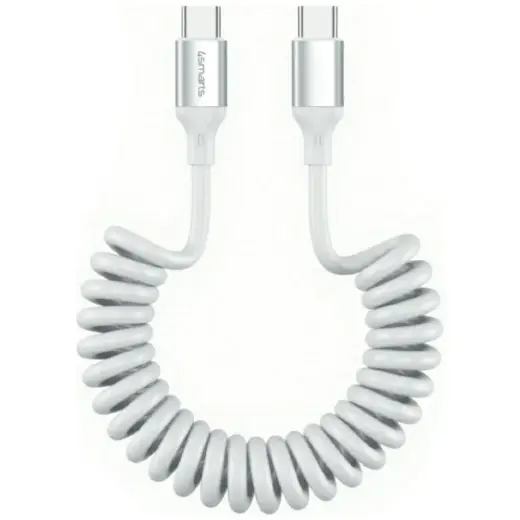 4smarts Spiral andmeedastus- ja laadimiskaabel | USB-C kuni USB-C | 100W | valge