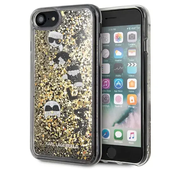 Karl Lagerfeld KLHCI8ROGO iPhone 7|8 SE 2020 | SE 2022 czarno-złoty|black & gold hard case Glitter