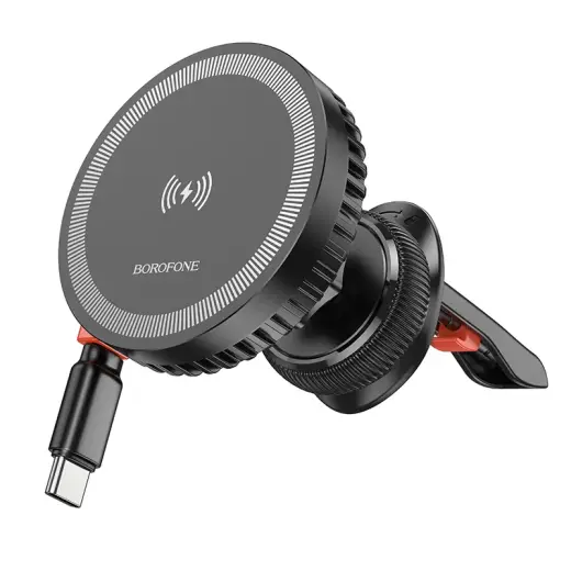 Borofone BH208 Mona magnetiline auto telefonihoidik ventilatsiooniavale 4.5-7.0" juhtmevaba laadimisega MagSafe ühilduv must