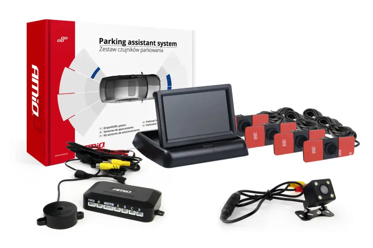 Parking assistant system TFT02 4,3" with HD-315-LED 4 sensors black inside mount